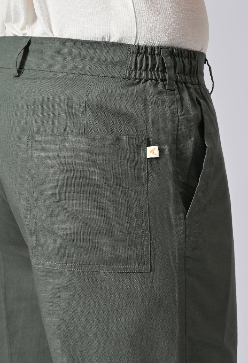 LINEN RELAX FIT TROUSER - Olive