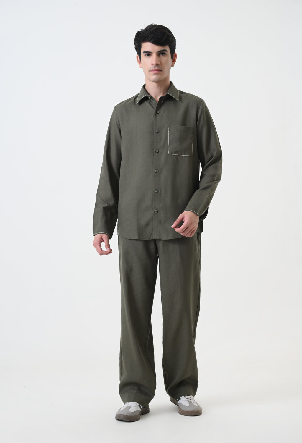 Olive Green Linen Co-ord Set