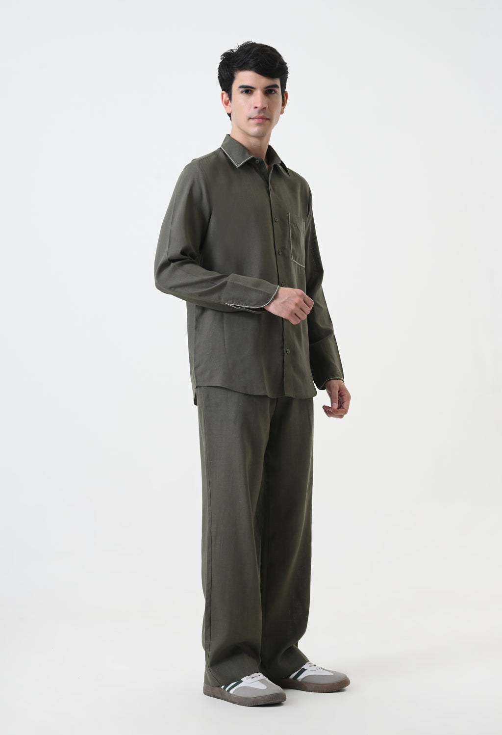 Olive Green Linen Co-ord Set