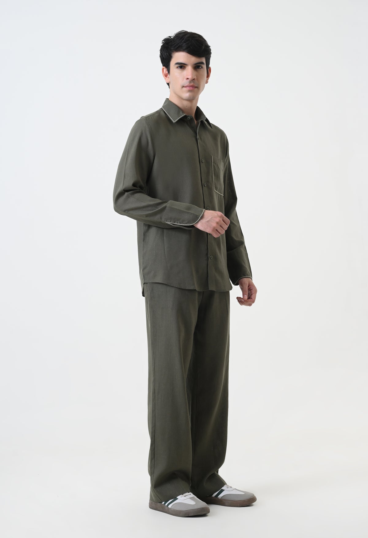 Olive Green Linen Co-ord Set