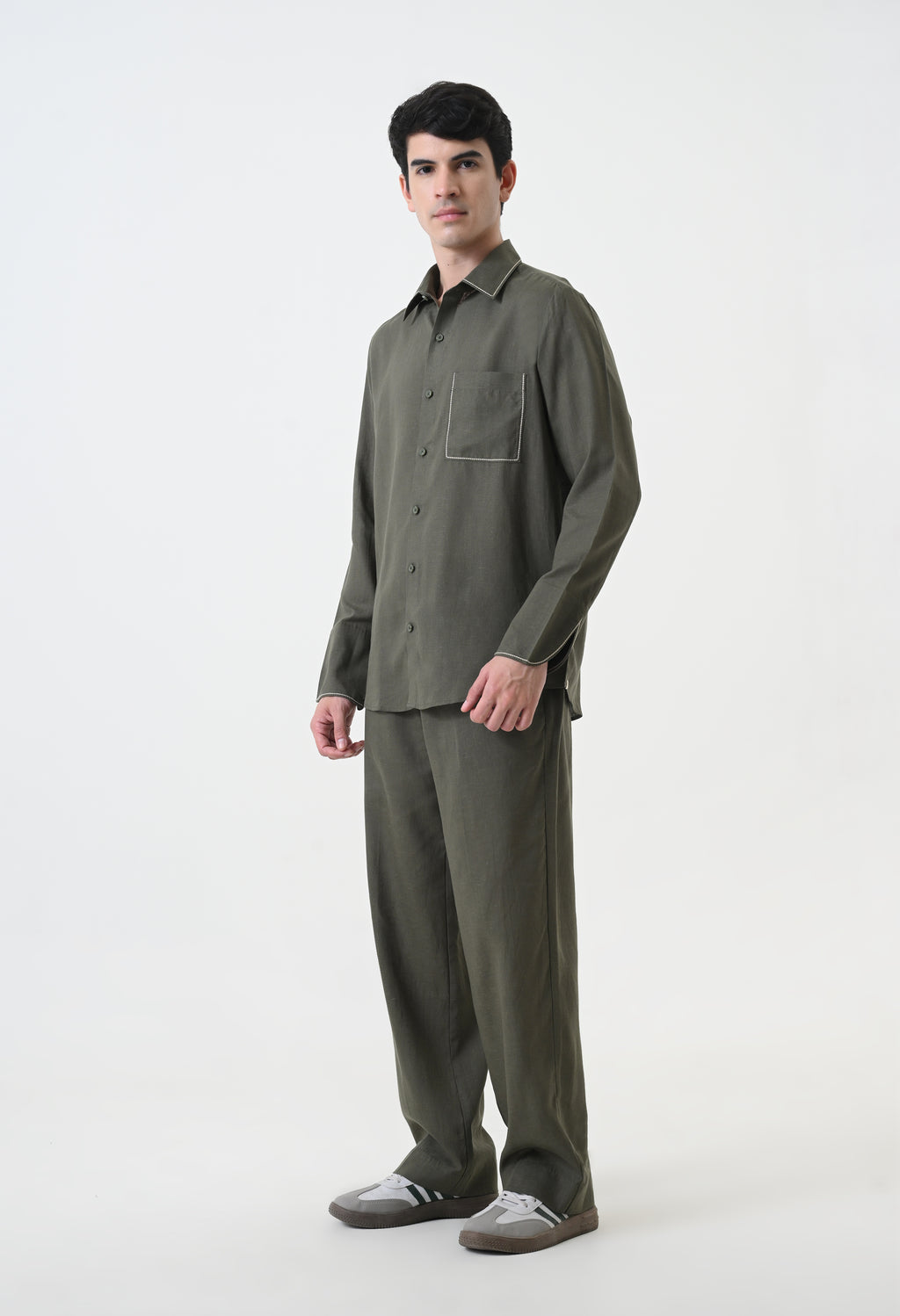 Olive Green Linen Co-ord Set