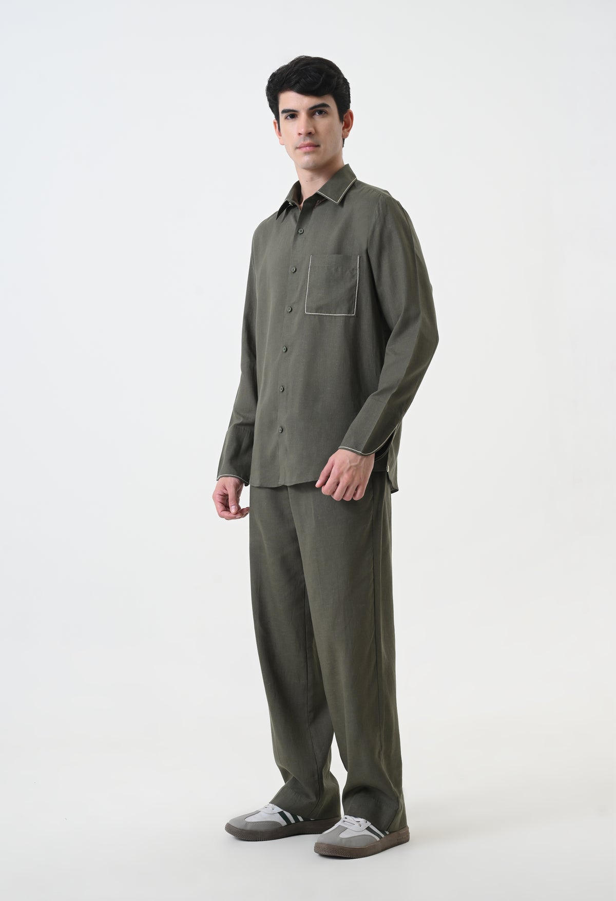 Olive Green Linen Co-ord Set
