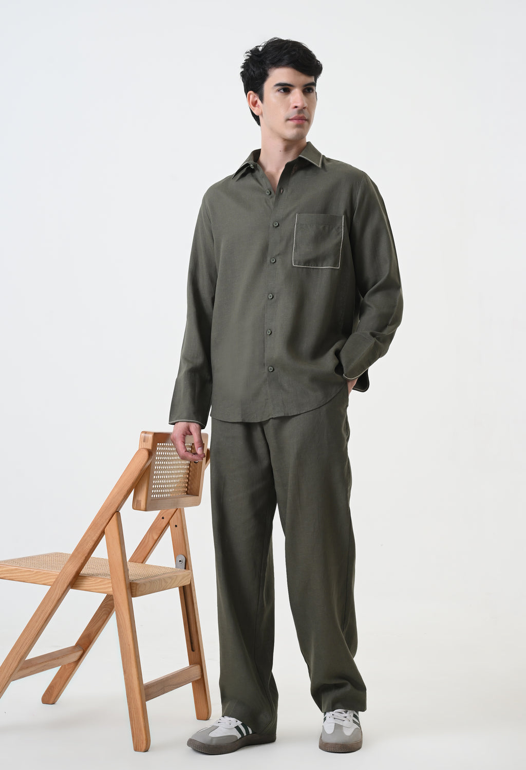 Olive Green Linen Co-ord Set
