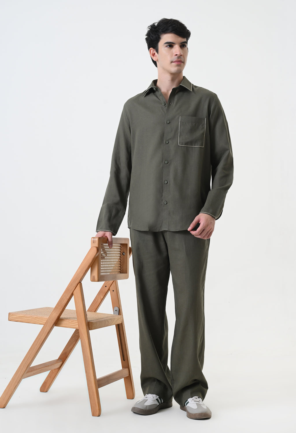 Olive Green Linen Co-ord Set