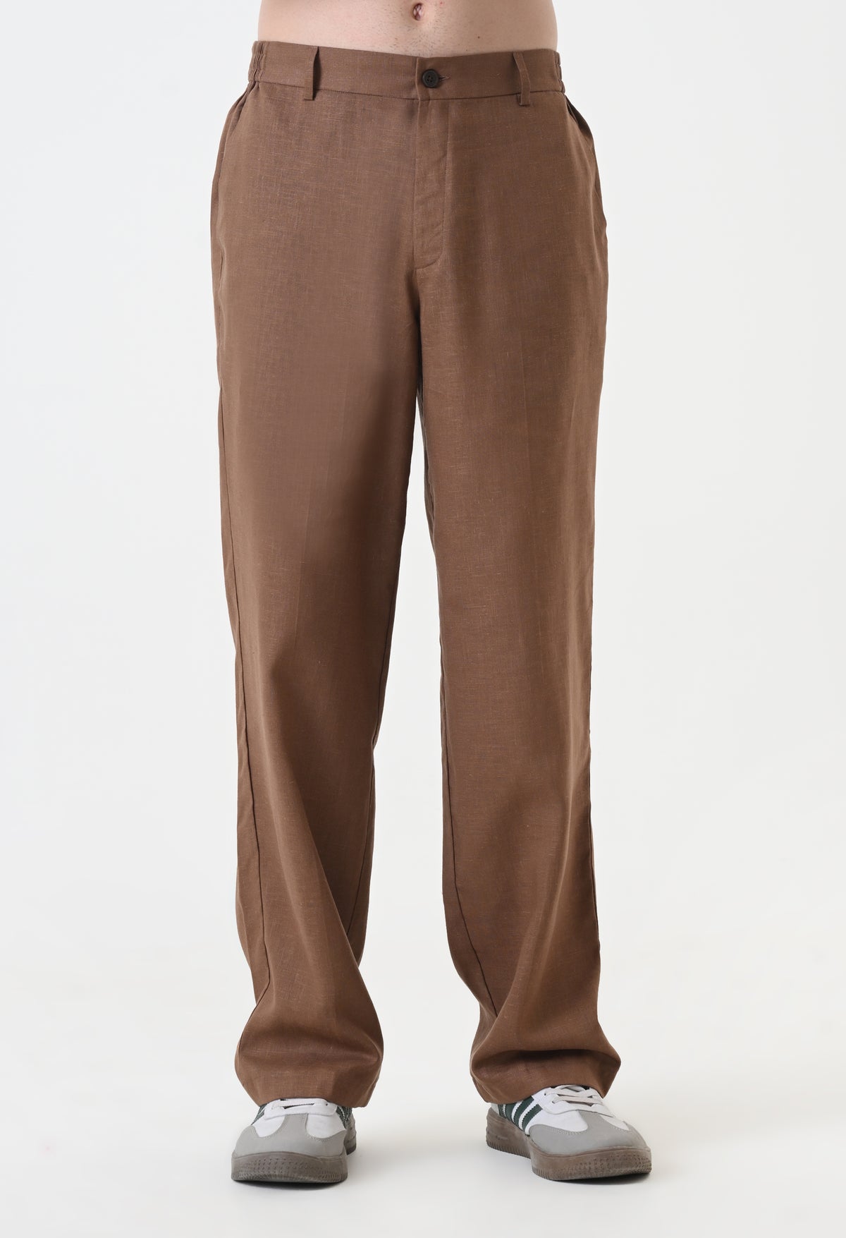 Brown Linen Pintucks Co-ord Set