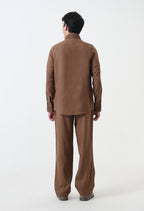 Brown Linen Pintucks Co-ord Set