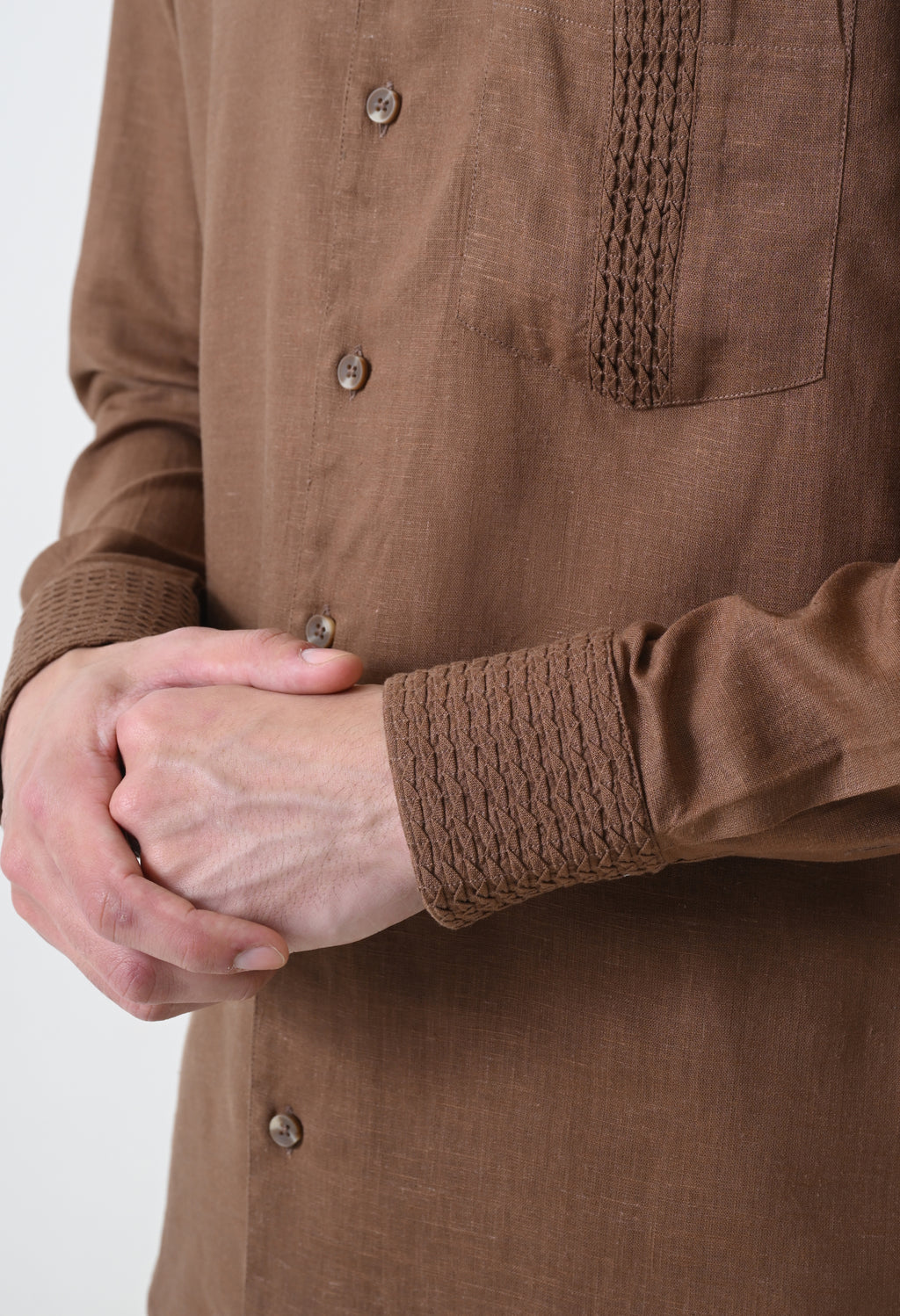 Brown Linen Pintucks Co-ord Set