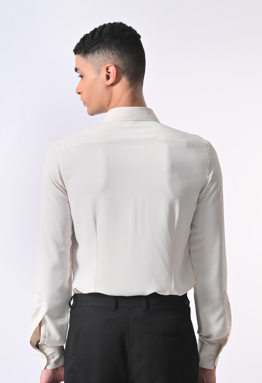 WRINKLE FREE FABRIC SHIRT - CREAM