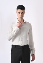 WRINKLE FREE FABRIC SHIRT - CREAM
