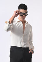 WRINKLE FREE FABRIC SHIRT - CREAM