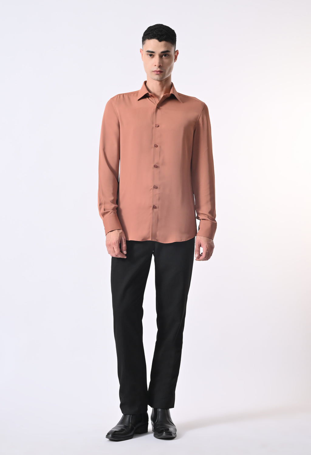 WRINKLE FREE SHIRT - RUST ORANGE