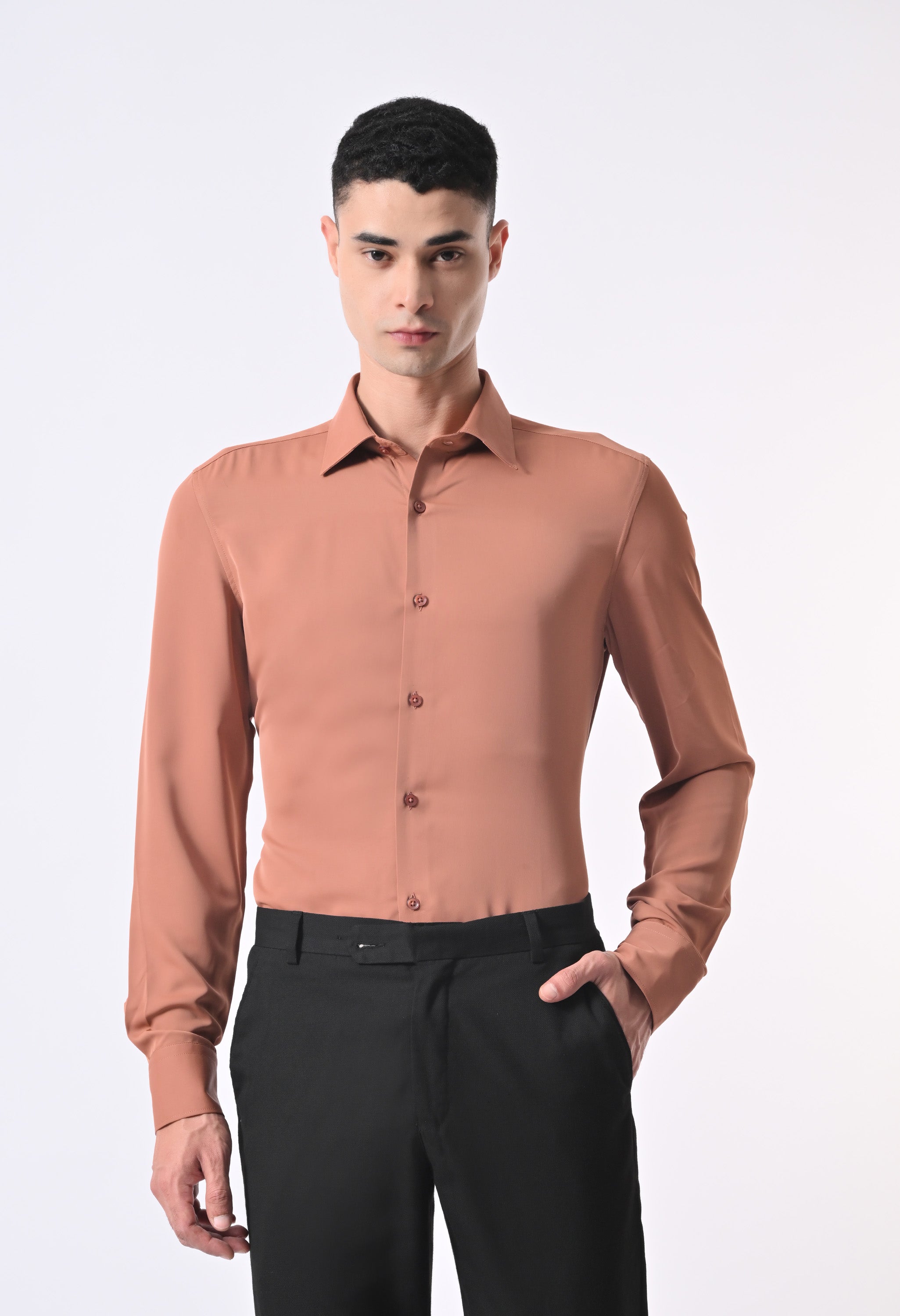 WRINKLE FREE SHIRT - RUST ORANGE