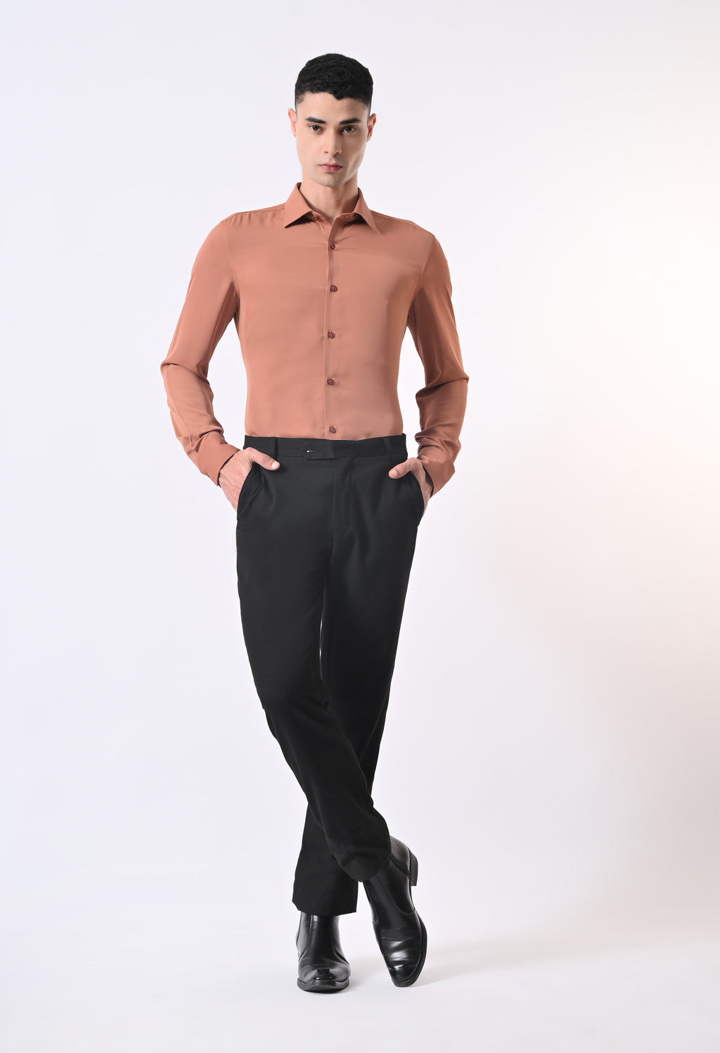 WRINKLE FREE SHIRT - RUST ORANGE