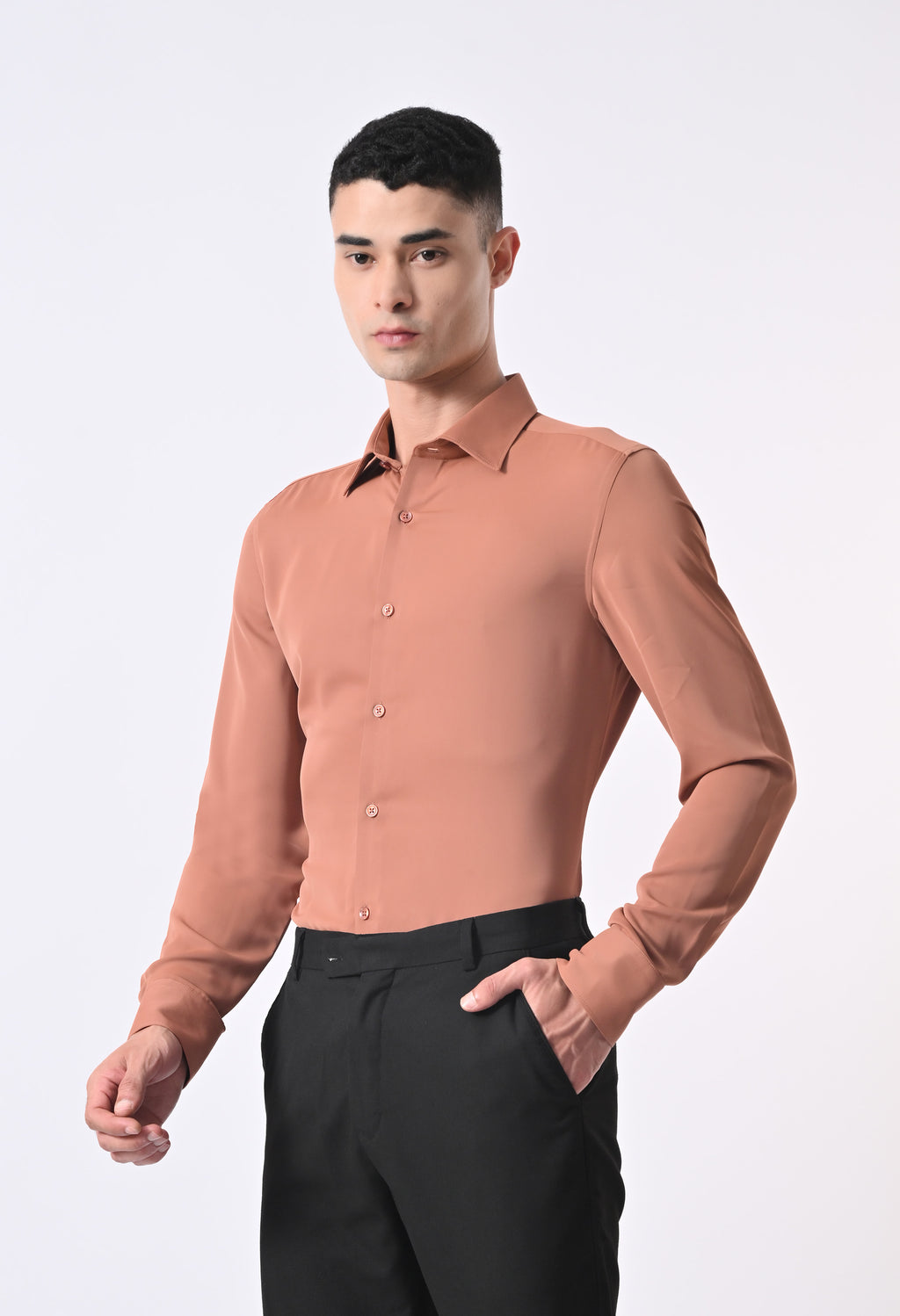 WRINKLE FREE SHIRT - RUST ORANGE