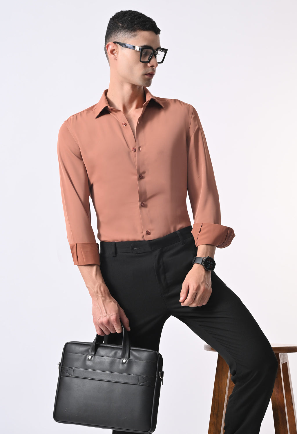 WRINKLE FREE SHIRT - RUST ORANGE