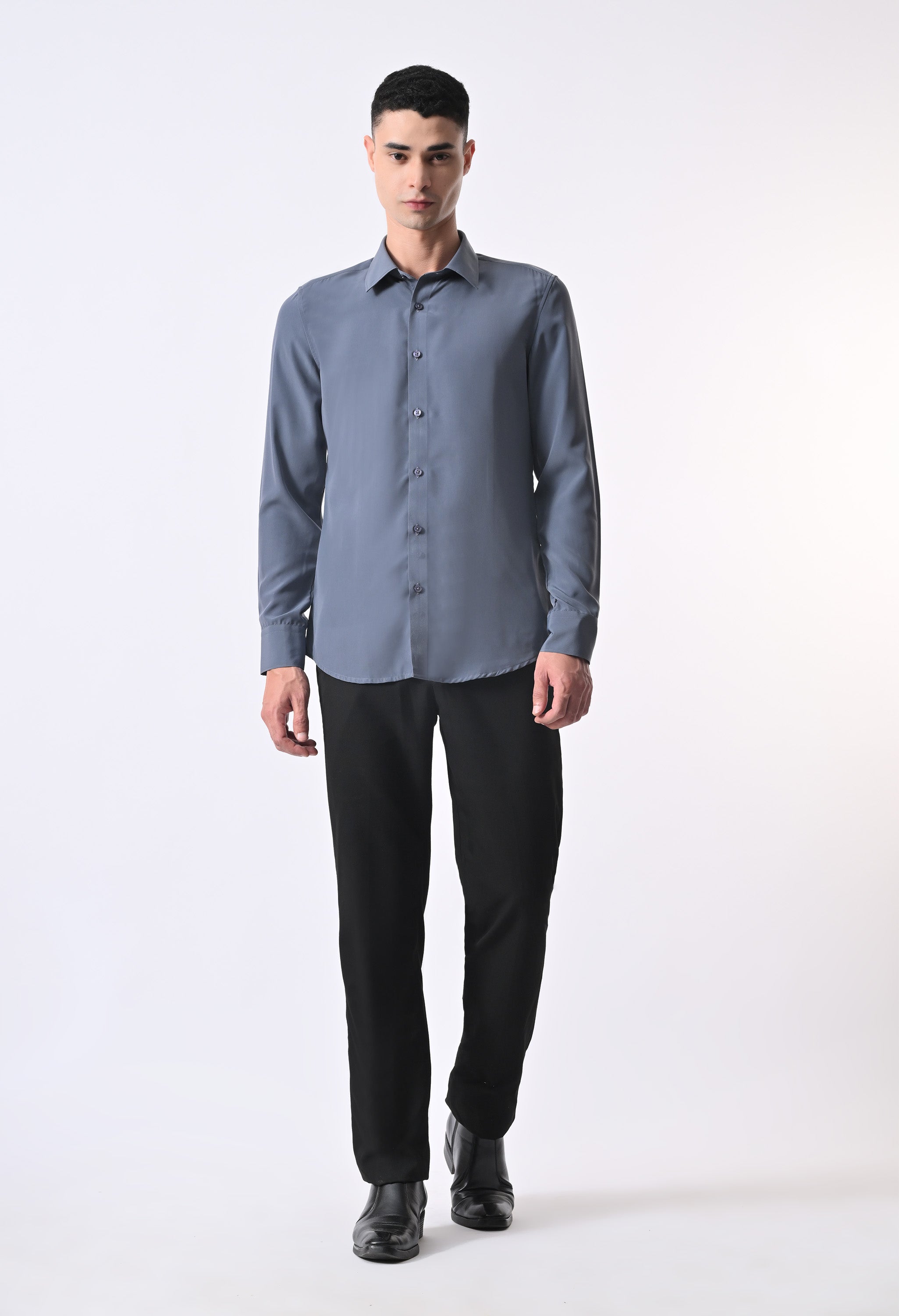 SOFT WRINKLE FREE SHIRT - DENIM BLUE