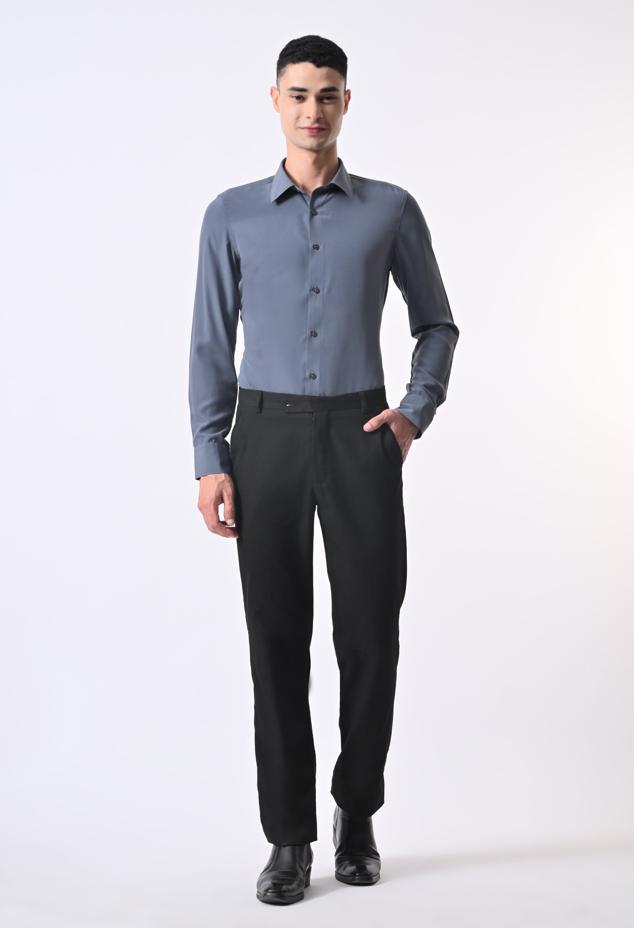 SOFT WRINKLE FREE SHIRT - DENIM BLUE