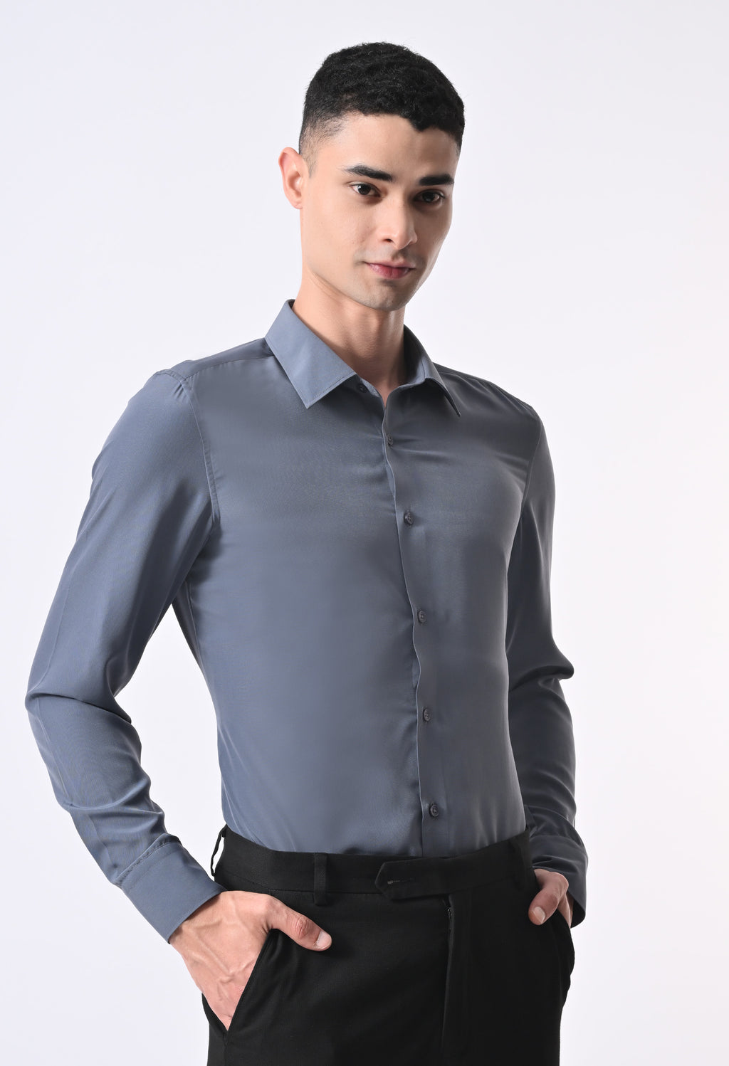 SOFT WRINKLE FREE SHIRT - DENIM BLUE