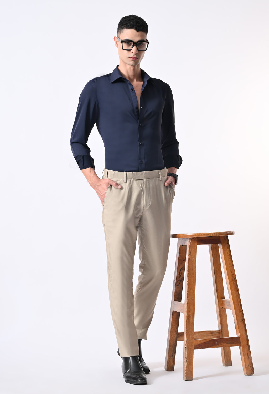 WRINKLE FREE SHIRT - NAVY BLUE
