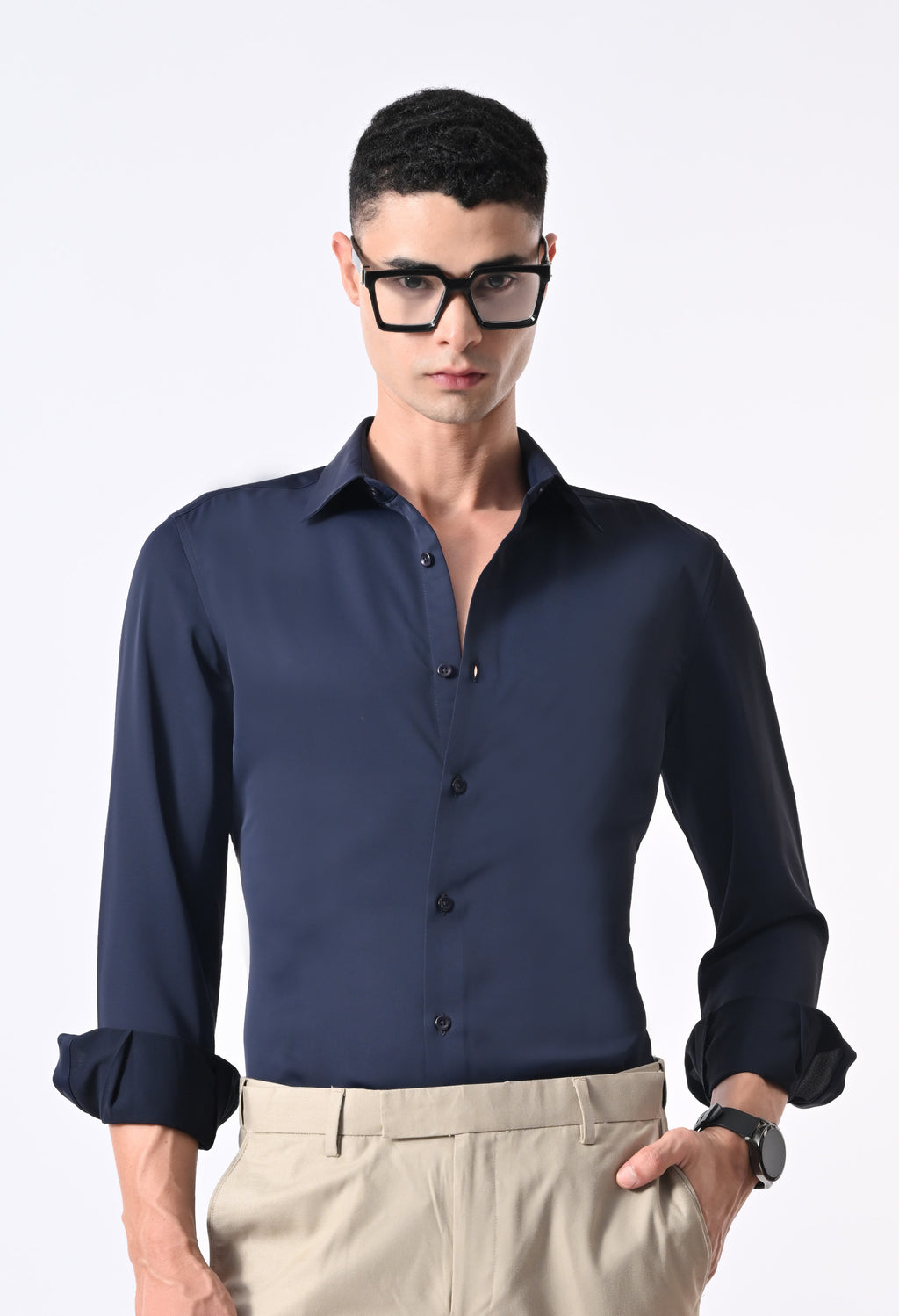 WRINKLE FREE SHIRT - NAVY BLUE