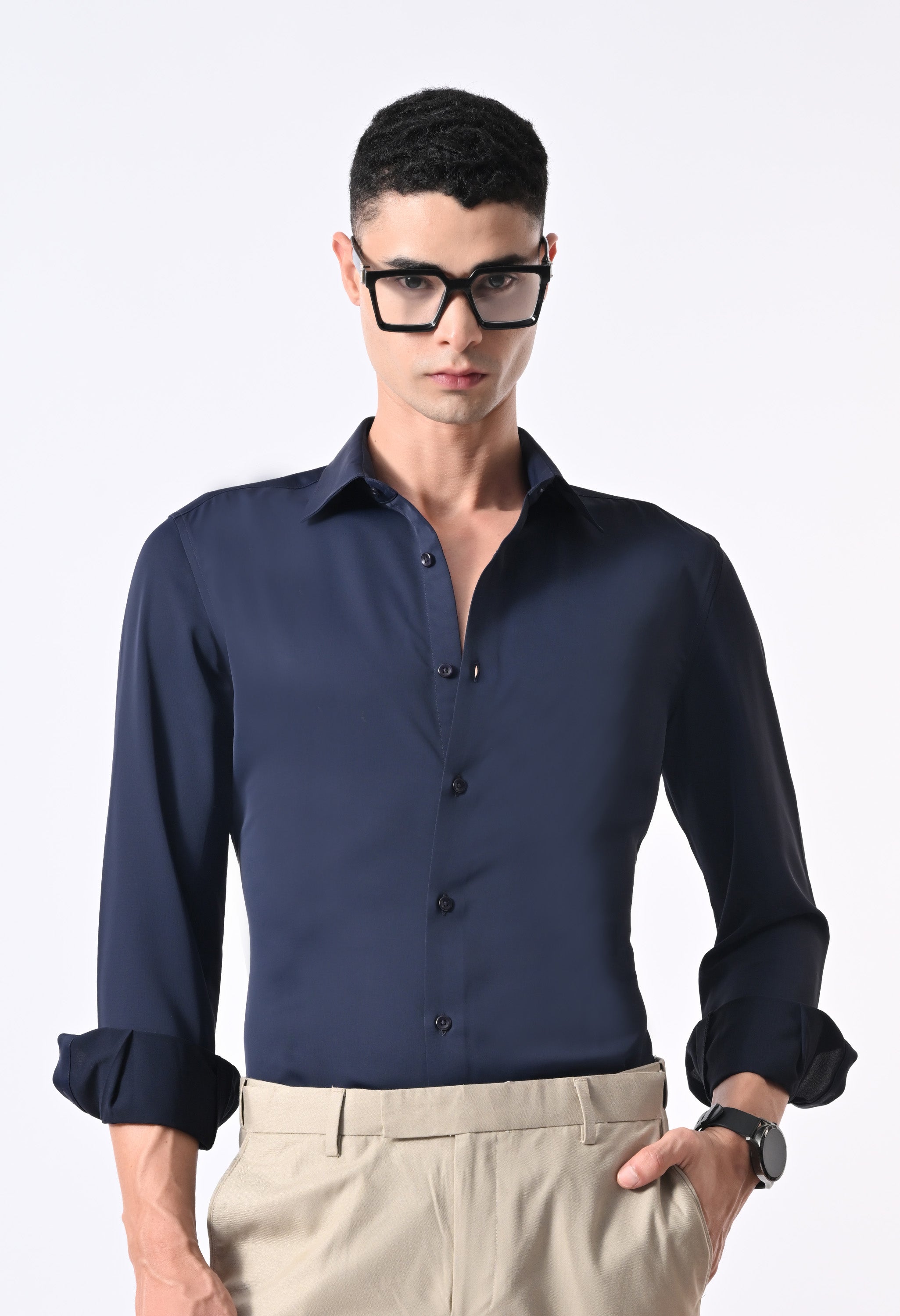 WRINKLE FREE SHIRT - NAVY BLUE
