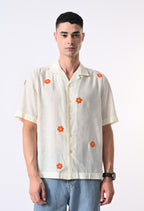 BOX FIT LINEN SHIRT - CREAM